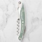 Modern Script Sage Green Bridesmaid Vorschlag Gesc Kellnermesser (Vorderseite)