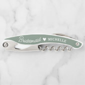 Modern Script Sage Green Bridesmaid Vorschlag Gesc Kellnermesser (Vorderseite)
