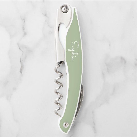 Modern Script Sage Green Bridesmaid Vorschlag Gesc Kellnermesser (Vorderseite)