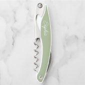 Modern Script Sage Green Bridesmaid Vorschlag Gesc Kellnermesser (Vorderseite)