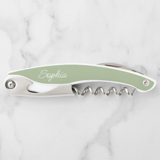 Modern Script Sage Green Bridesmaid Vorschlag Gesc Kellnermesser (Vorderseite)