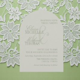Modern Script Sage Green Formal Arch Wedding  Einladung