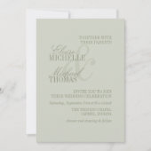 Modern Script Sage Green Formal Wedding Einladung (Vorderseite)