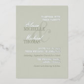 Modern Script Sage Green Formal Wedding Folieneinladung (Vorderseite)