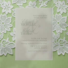Modern Script Sage Green Formal Wedding Pergament Einladungen