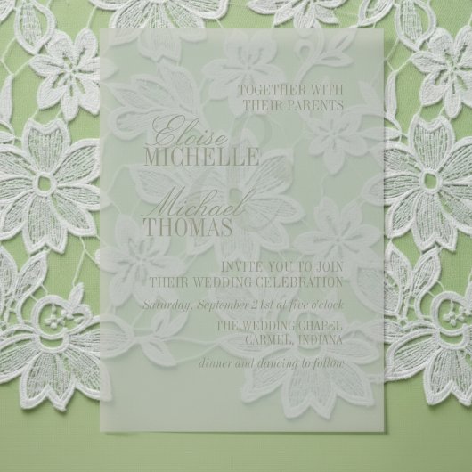 Modern Script Sage Green Formal Wedding Pergament Einladungen