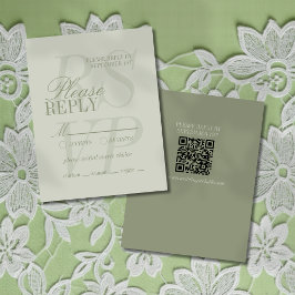 Modern Script Sage Green Formal Wedding  RSVP Karte