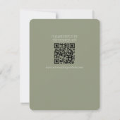 Modern Script Sage Green QR Formal Wedding RSVP Karte (Rückseite)