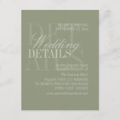 Modern Script Sage Green Wedding Details QR Begleitkarte (Vorderseite)