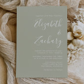 Modern Script Sage Green Wedding Einladung