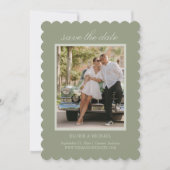 Modern Script Sage Green Wedding Photo Save The Date (Vorderseite)