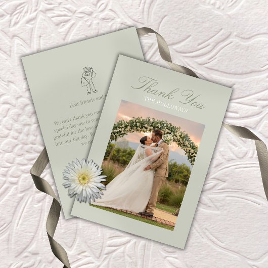 Modern Script Sage Green Wedding Thank You Card Dankeskarte
