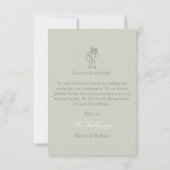 Modern Script Sage Green Wedding Thank You Card Dankeskarte (Rückseite)