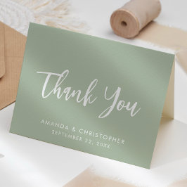 Modern Script Sage Green Wedding Thank You Karte