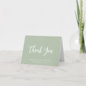 Modern Script Sage Green Wedding Thank You Karte (Vorderseite)