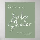 Modern Script Sage Oh Baby Simple Welcome Poster (Vorne)