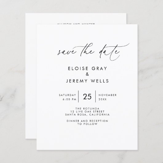 Modern Script Save the Date (Vorne/Hinten)