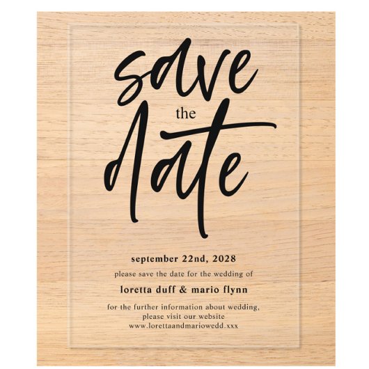 Modern Script Save the Date Acryleinladungen