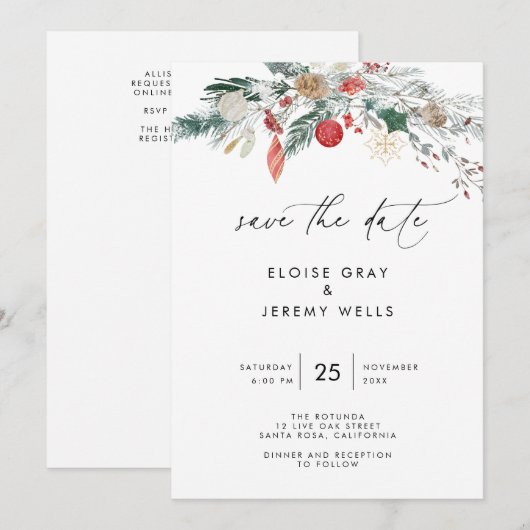 Modern Script Save the Date Einladung (Vorne/Hinten)