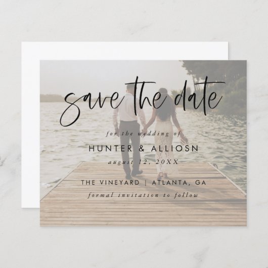 Modern Script Save the Date | Flyer Haushalt (Vorne/Hinten)