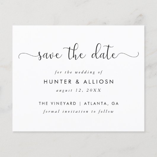 Modern Script Save the Date | Flyer Haushalt (Vorne)