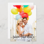 Modern Script Save the Date Fotokarte (Vorne/Hinten)
