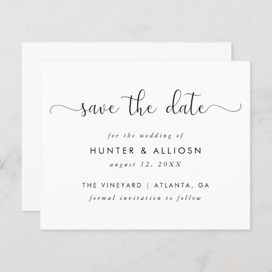 Modern Script Save the Date | Haushalt (Vorne/Hinten)