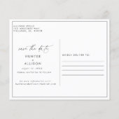 Modern Script Save the Date Post Card (Rückseite)