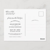 Modern Script Save the Date Postcard Postkarte (Rückseite)