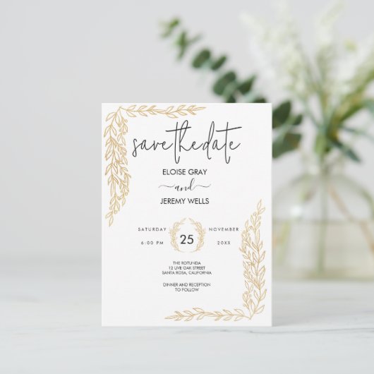 Modern Script Save the Date Postkarte (Stehend Vorderseite)