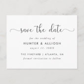 Modern Script Save the Date Postkarte (Vorderseite)