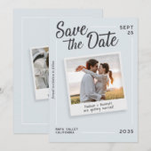 Modern Script Save the Date Retro Photo Wedding (Vorne/Hinten)