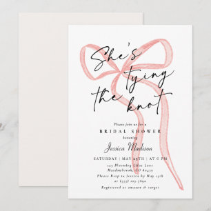 Modern Script Schriftart Big Pink Bow Brautparty Einladung