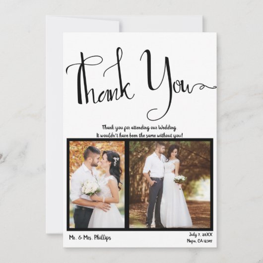 Modern Script Schwarz-weiß Foto Picture Danke Einladung (Vorderseite)