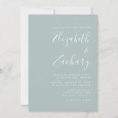 Modern Script Sea Glass Green QR Code Wedding Einladung (Vorderseite)