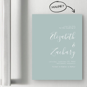 Modern Script Sea Glass Green Save the Date Magnetkarte
