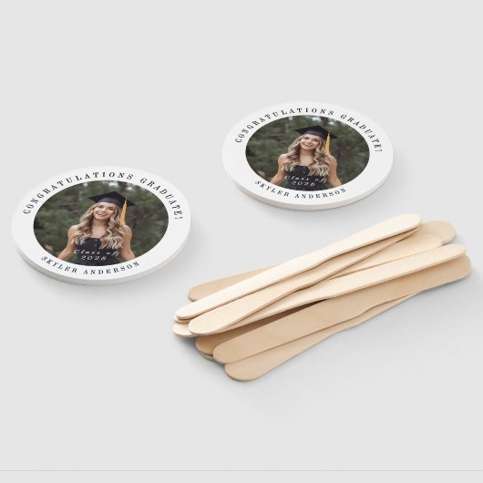 Modern Script Senior Photo Graduation  Fächer (Non-assembled)