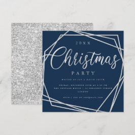 MODERN Script Silver Navy Glitzer Weihnachtsfeiert Einladung