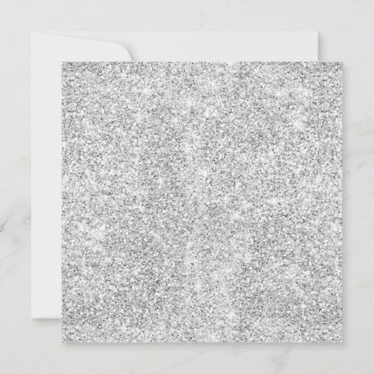 MODERN Script Silver White Glitzer Weihnachtsfeier Einladung (Rückseite)