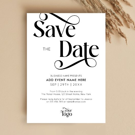 Modern Script Simple Business Event Save The Date Einladung
