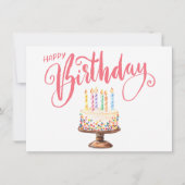 Modern Script Simple Happy Birthday Note Card (Vorderseite)