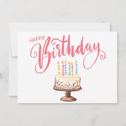 Modern Script Simple Happy Birthday Note Card (Vorderseite)