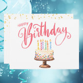 Modern Script Simple Happy Birthday Note Card