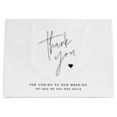 Modern Script Simple Heart Wedding Vielen Dank Große Geschenktüte (Vorderseite)
