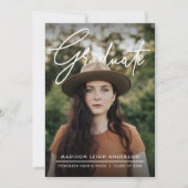 Modern Script Simple Photo Graduation Announcement Einladung (Vorderseite)