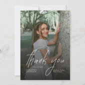 Modern Script Simple Photo Graduation  Dankeskarte (Vorderseite)