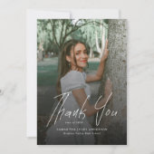 Modern Script Simple Photo Graduation  Dankeskarte (Vorderseite)