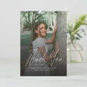 Modern Script Simple Photo Graduation  Dankeskarte (Stehend Vorderseite)