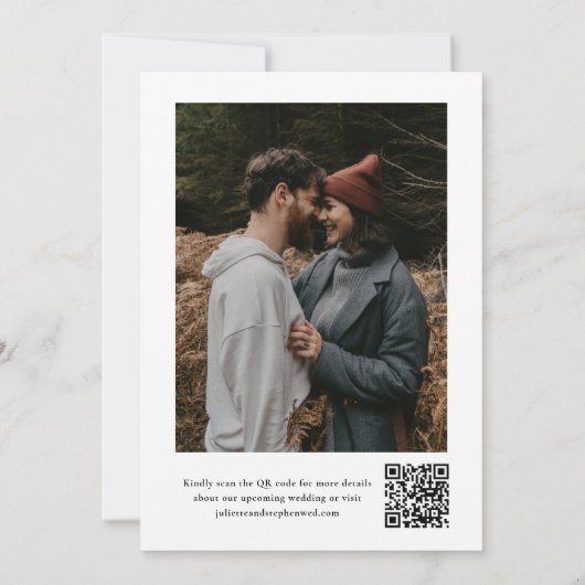 Modern Script Simple Wedding Foto Save The Date (Rückseite)