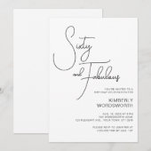 Modern Script Sixty and Fabulous 60th Birthday Einladung (Vorne/Hinten)